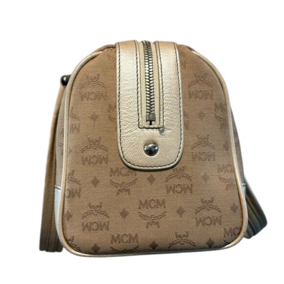 MCM Visetos Beige Leather Satchel Tote Handbag Purse Includes COA Vintage Logo - Picture 4 of 12